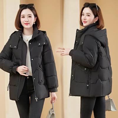 Женская куртка с хлопковой набивкой прямого кроя, простая и универсальная, куртка с пуховой набивкой, утепленная теплая куртка с набивкой