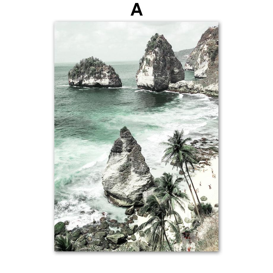 Тропические прибрежные джунгли листья кокосовой пальмы настенная живопись на холсте постеры на скандинавскую тему и принты настенные картины для гостиной