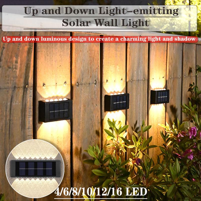 Solar LED Wall Lamp Outdoor Waterproof Up and Down Luminous Lighting Garden Decoration Solar Lights Stairs Fence Sunlight Lamp