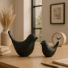 Creative Black Birds Matte Figurines Home Decorations Accessories (Pack of 2, Black)
