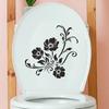 Toilet Lid Sticker Self-Adhesive Strong Stickiness DIY Removable Waterproof Black Flower Decal Wall Art