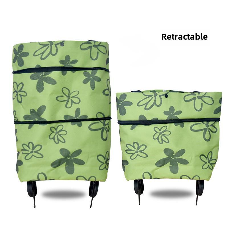 Портативная складная тележка для покупок из ткани Оксфорд с ручкой