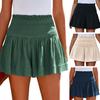 Женские шорты, плиссированные, эластичные, с высокой талией, широкие шорты, повседневные, однотонные, летние, пляжные шорты, легкие, спортивные шорты