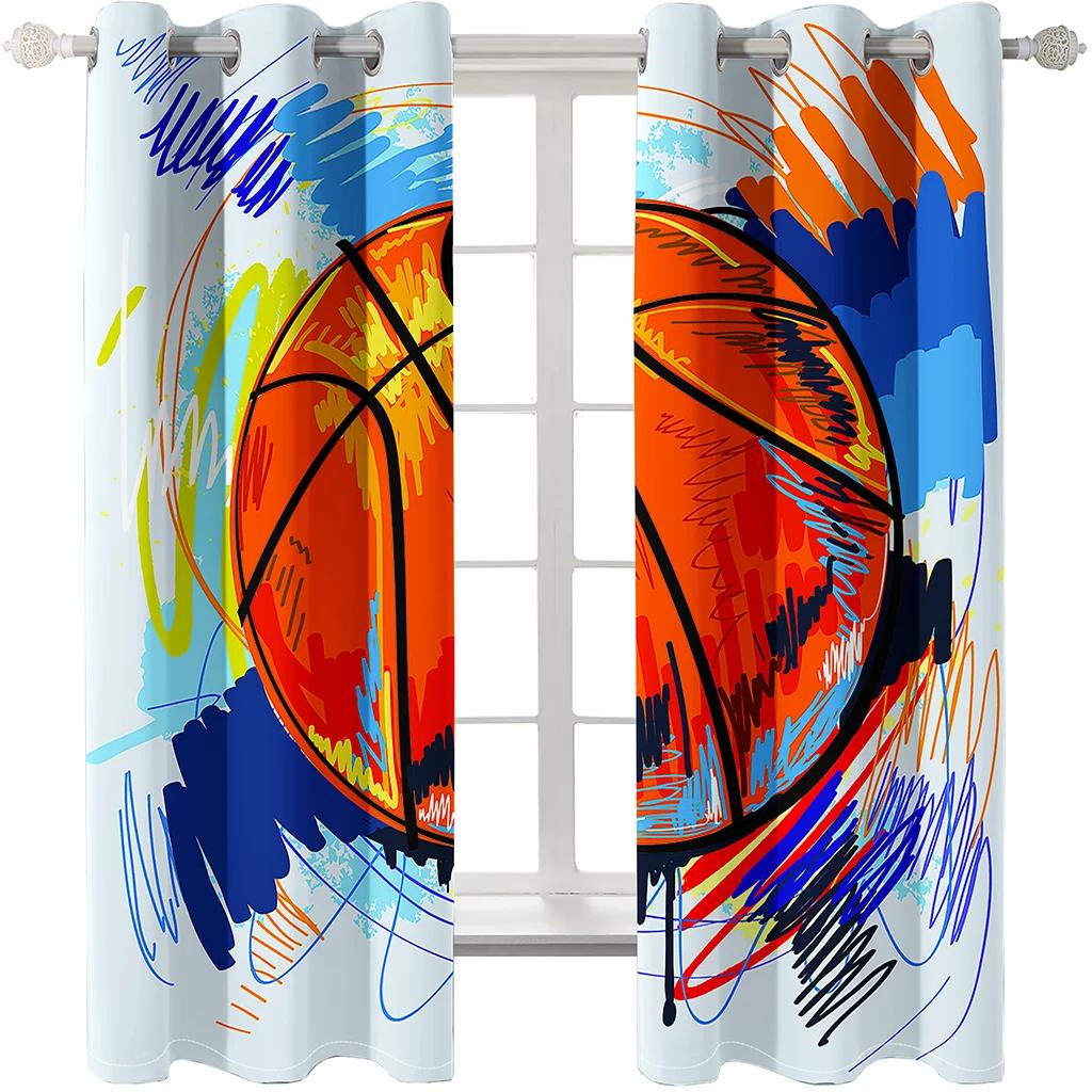 Basketball Graffiti Style High Shading Curtain Adult Children Bedroom Space Space Living Room Shade Customized Curtain A Variety of Styles