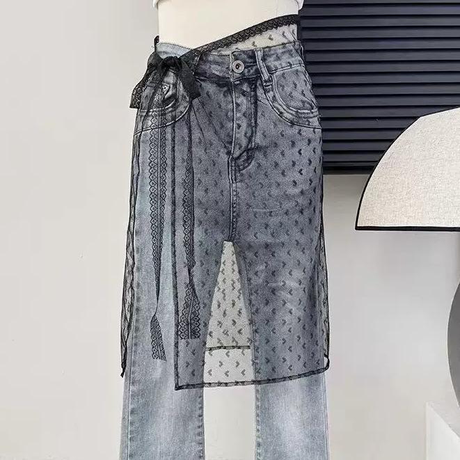 Корейская кружевная вышитая поясная повязка юбка из тюля с многослойным шарфом-аксессуаром