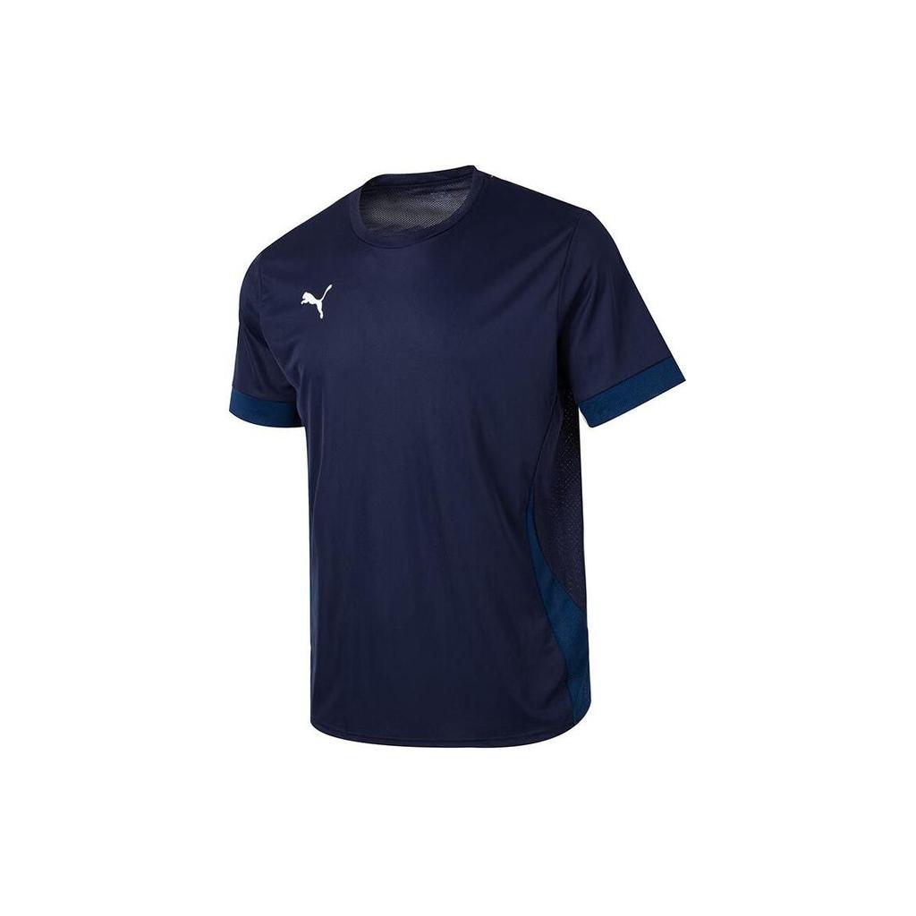 Puma Color Block Comfortable Breathable Casual Short Sleeve T-Shirt Men Tops Navy-Blue 705747-06