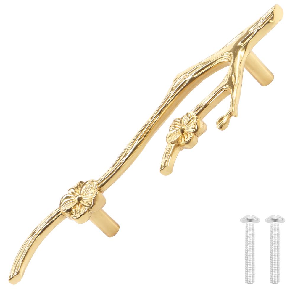Золотая мебельная ручка в виде веточки, ручка для ящика комода, ручка-кнопка для комода в форме цветочной ветви, латунные ручки для шкафа в виде ветвей для домашнего декора