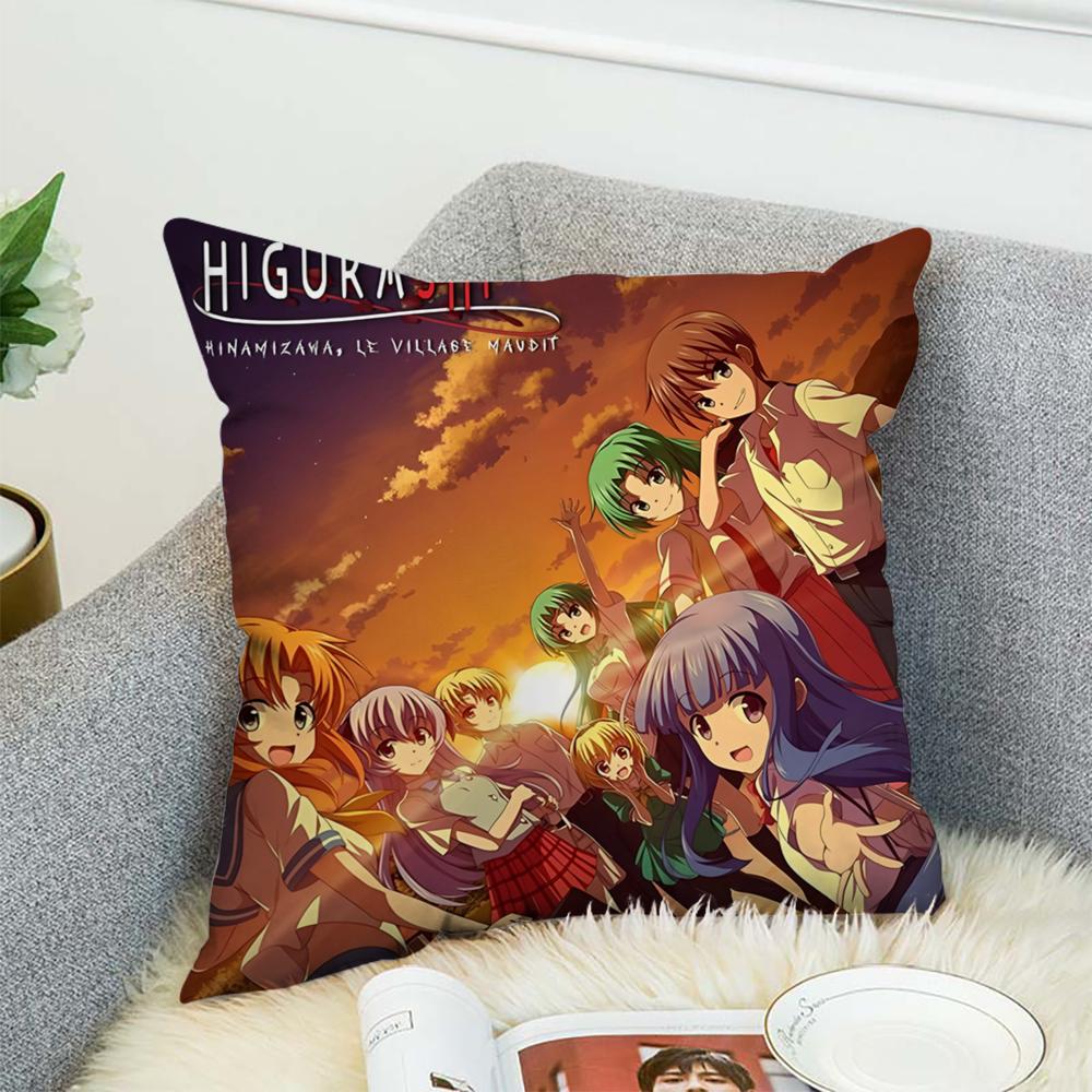 Наволочка Higurashi When They Cry Для Автомобиля Дивана Декоративная Домашняя Двусторонняя Печать Плюшевая Квадратная Подушка-плед Чехол