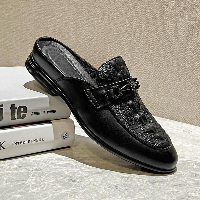 Дизайнерские мужские повседневные туфли модного бренда, высококачественные роскошные шлепанцы из натуральной кожи, модные летние полуботинки 2025 для мужчин, мокасины