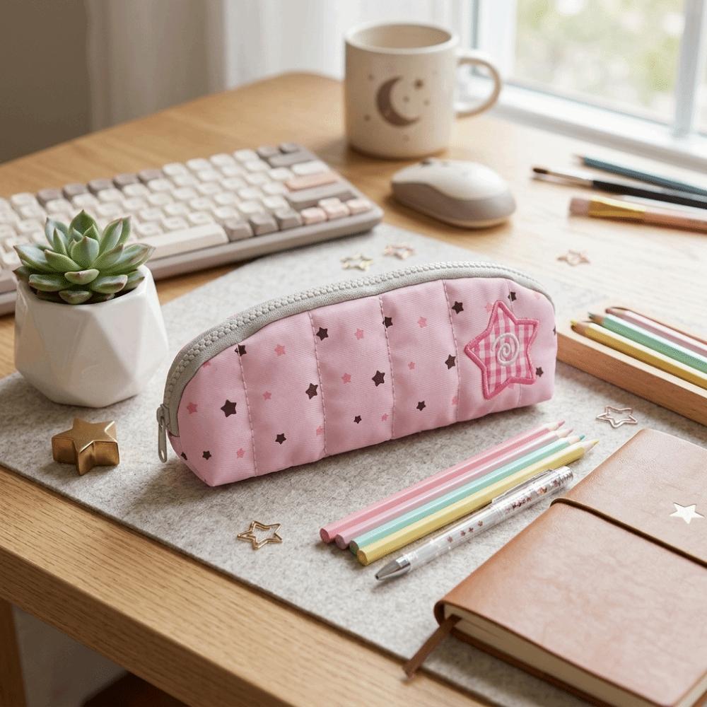 Portable Pencil Pouch Cute Star Pencil Stationery Organizer School Supplies