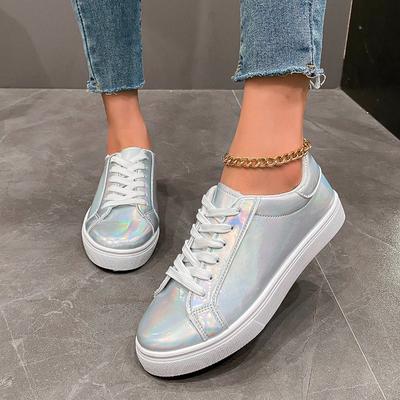 Модная обувь для женщин 2024 года, горячая распродажа, женская обувь на шнуровке, вулканизированная обувь на осень, с круглым носком, однотонная, повседневная, на плоской подошве, удобная для ходьбы