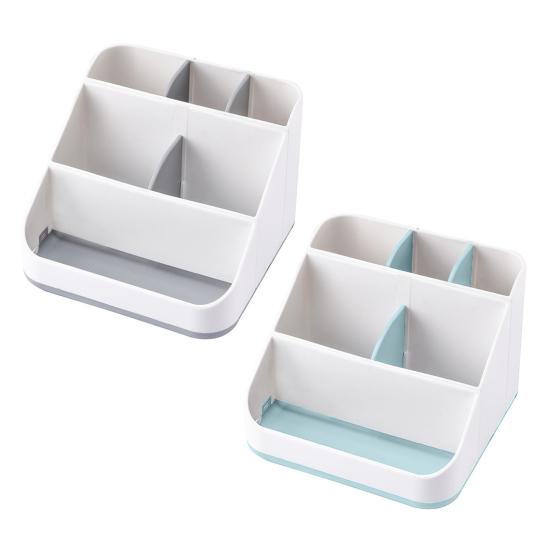 Коробка для хранения в ванной комнате с 6 отделениями, большой вместимости, нескользящая конструкция, держатель для зубных щеток и зубной пасты, органайзер для столешницы
