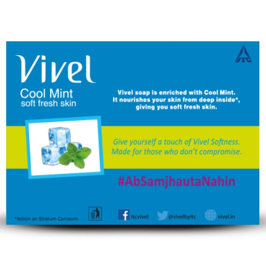 Vivel Cool Mint, Soft Fresh Skin Soap 150g (Pack of 4)