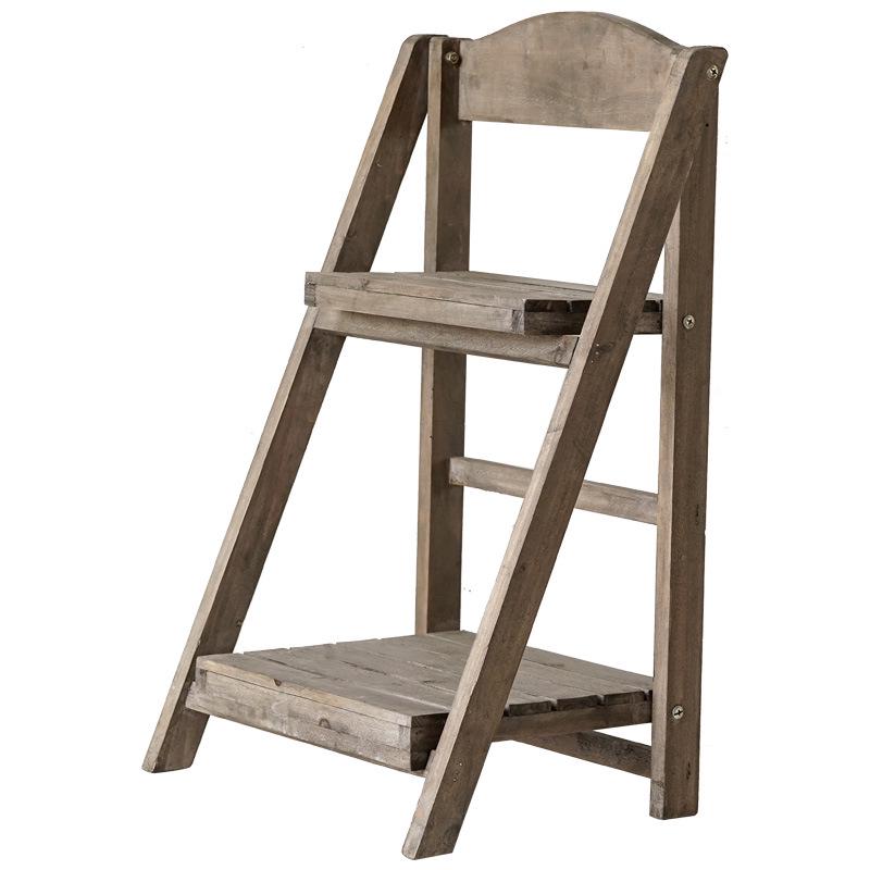 Трапециевидная подставка для цветов из массива дерева - Американский ретро многоярусная полка