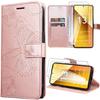 Case Cover - E.F.CONNECTION - For Xiaomi Redmi Note 13 5G - Pink Synthetic Leather - Butterfly Pattern - 2 Tempered Glass