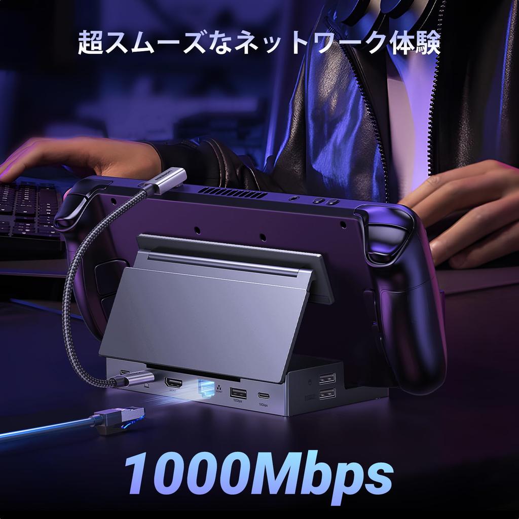 Ugreen Док-станция Steam TV для док-станции Go Hub, высокоскоростная передача данных 10 Гбит/с, порты Ethernet 1000 Мбит/с, считывание карт, совместимость с PD 100 Вт, отсутствие угла задержки