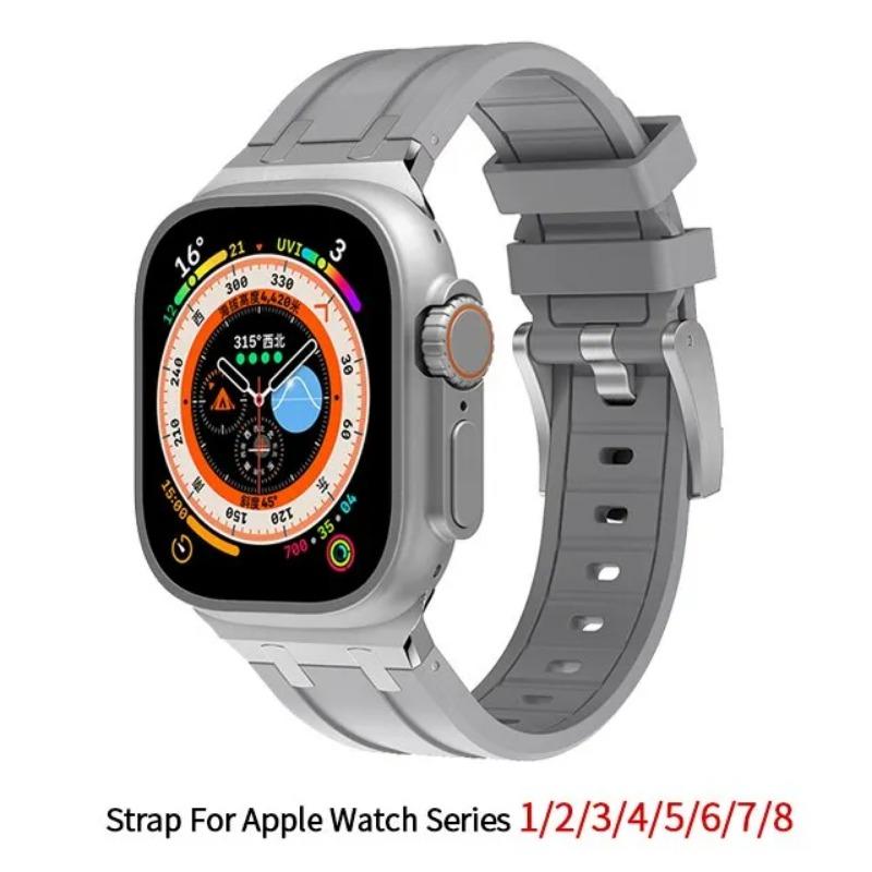 Резиновый ремешок для Apple Watch Band 49 мм, 45 мм, 41 мм, 44 мм, 40 мм, силиконовый спортивный браслет Correa IWatch Series 9, 8 Ultra 7, 6, ремешок для часов