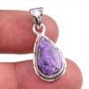 Natural Charoite Gemstone Handmade 925 Solid Sterling Silver Pendant 1.25'' L1j15