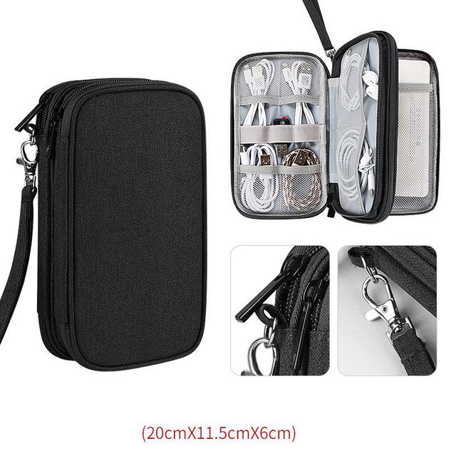 Travel Gadget Portable Backup Charger Power Bank Storage Bag Cable Electronic Organizer External Battery SD Cards Hard Drives USB Wires Case Kit Pouch
