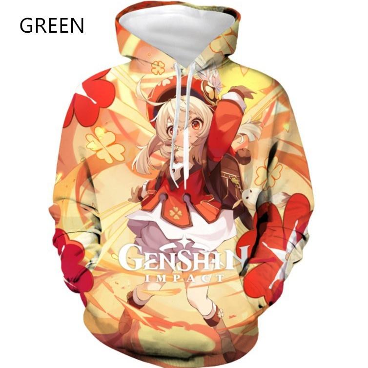 Новая модная женская/мужская толстовка с капюшоном для пар Genshin Impact с принтом, повседневные спортивные толстовки