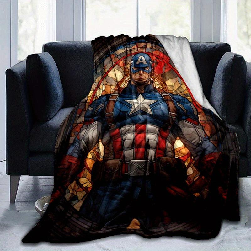 1pc Captain America Printing Blanket - Soft, All-Season Throw for Living Room, Bedroom,Personalized Gift with Adorable Cartoon Design