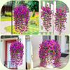 Outdoor Artificial Flowers, Realistic UV-Resistant Hanging Flowers, Trumpet Vine, Purple and Purple Red, for Porch, Patio