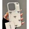 Black Bow Mobile Phone Case, Large Hole White Background IMD, Suitable for Apple 16 Pro Max 15 14plus 13 12 11 Protective