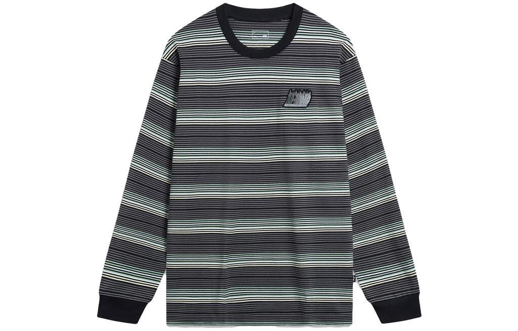 Li Ning T Shirts Unisex Black Stripes Crew Neck Moderate Straight Fit AHST719-4