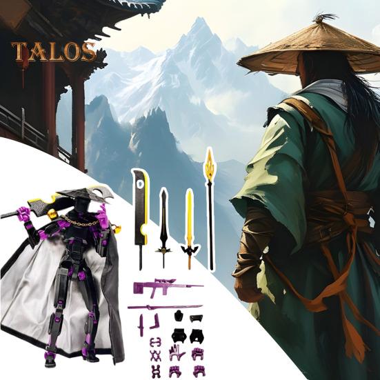 Knight-Errant Action Figure with Accessories Movable Joints 3D Printed Chinese Style Swordsman Robot Model Toy Articulated Dummy Figurine