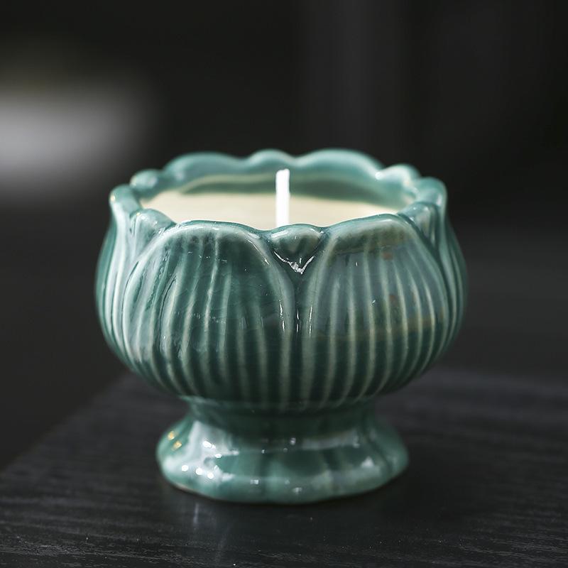 Керамическая подставка для свечей в виде лотоса для ароматерапии, пустая чашка, минималистичный подсвечник для помещений, изысканные украшения для украшения комнаты