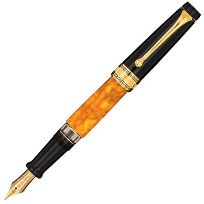 Перьевая ручка AURORA Sole Mio Marbled Orange Black Cap GT 14K Inhalation Type Fine Point F 997-NAO-F