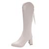 Autumn Women's Long Boots Fashion V-port Pointed Toe Knee High Boots De Botas Mujer Early Winter Ladies High Heels Knight Boots