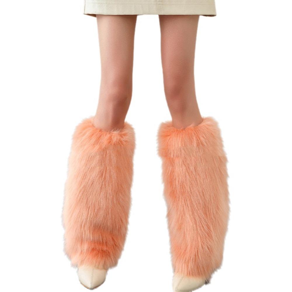 Y2K Furry Leg Warmers 40cm Long Tube Sock Foot Cover Lolita Boots Cover JK