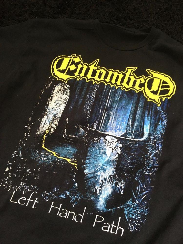 Черная футболка с принтом группы Entombed Хлопок Полный размер Унисекс S-5XL Унисекс Футболка