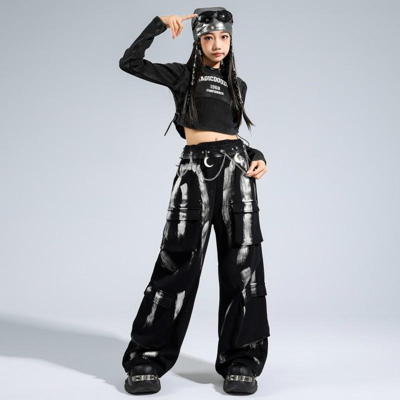 Girls Jazz Dance Outfit Set Hip Hop Streetwear Performance Costume Kids 8 Years