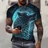 Футболки большого размера с изображением свирепого волка, летние трендовые футболки с животными в стиле Харадзюку, футболка с 3D принтом для мужчин, модные топы с круглым вырезом и короткими рукавами
