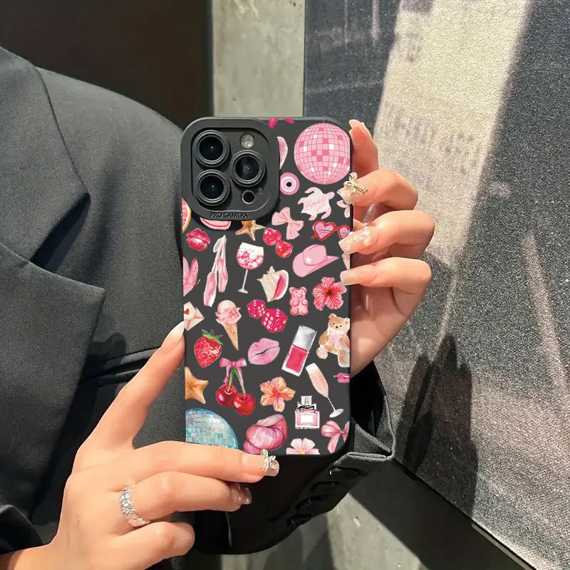 Чехол с блестящим хрустальным шаром и розовым бантом в виде вишневого узора для Redmi Note 14 13 12 11 Pro Plus 5G 12S 11S 10S Redmi 13C 14C