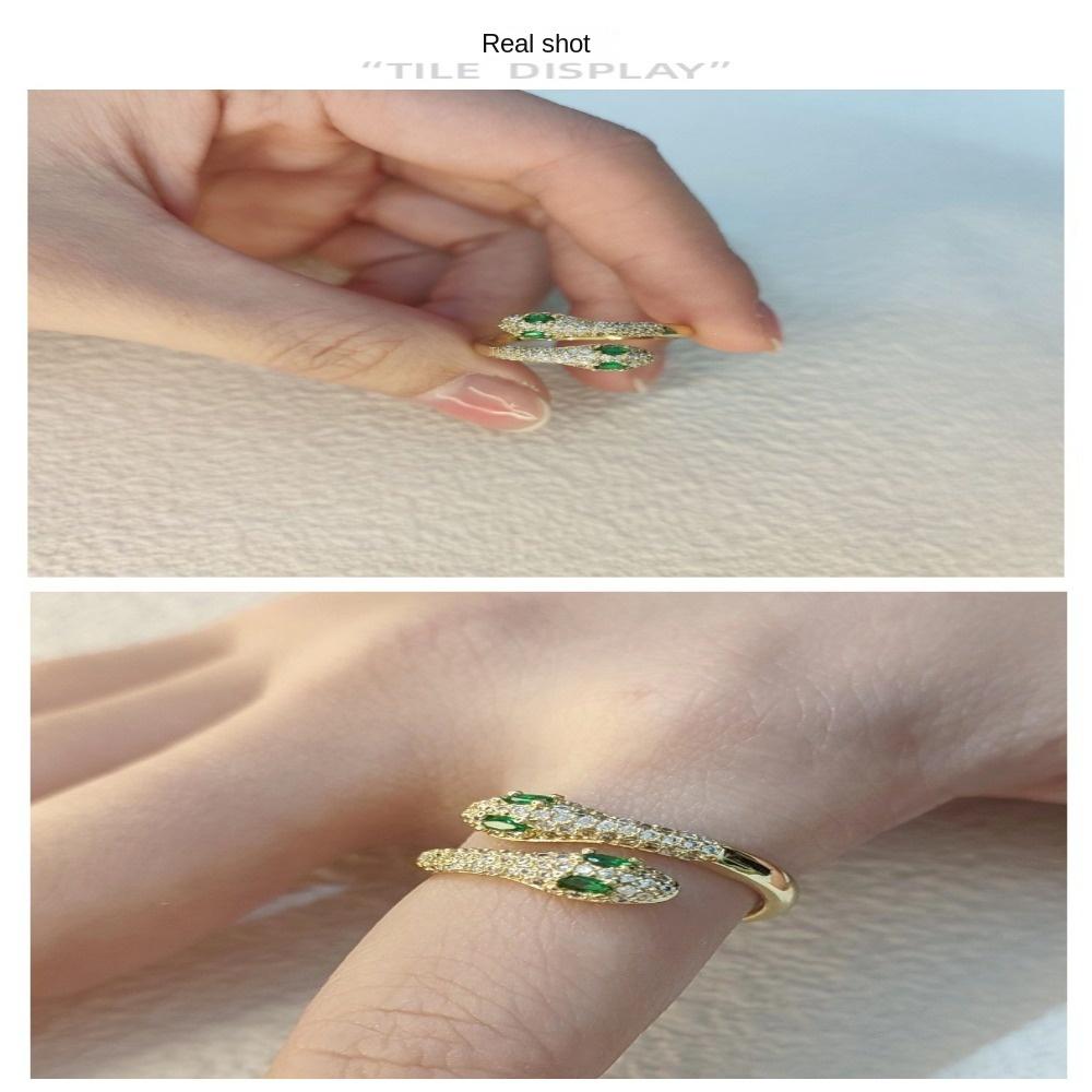 Медные винтажные кольца в форме змеи, кольцо в форме змеи с цирконом 2024 года, кольца с цирконом для женщин