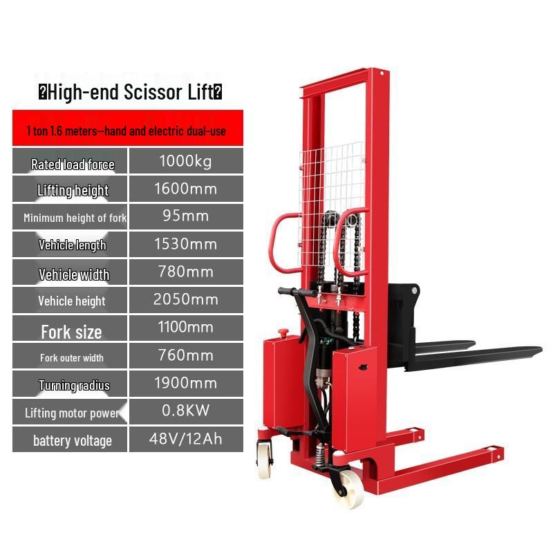 Manual Hydraulic Forklift Stacker: 1, 2, 3 Ton Capacity, Full/Semi-Electric, Hand Push