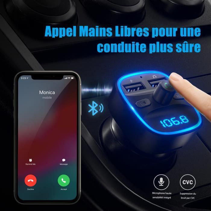 Transmetteur FM - LENCENT - Lecteur MP3 Bluetooth - Mains libres - Noir - Adaptateur Radio