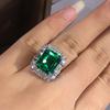 Huitan Big Green Cubic Zirconia Women Rings for Wedding Engagement Gorgeous Finger Accessories Anniversary Gift Fashion Jewelry