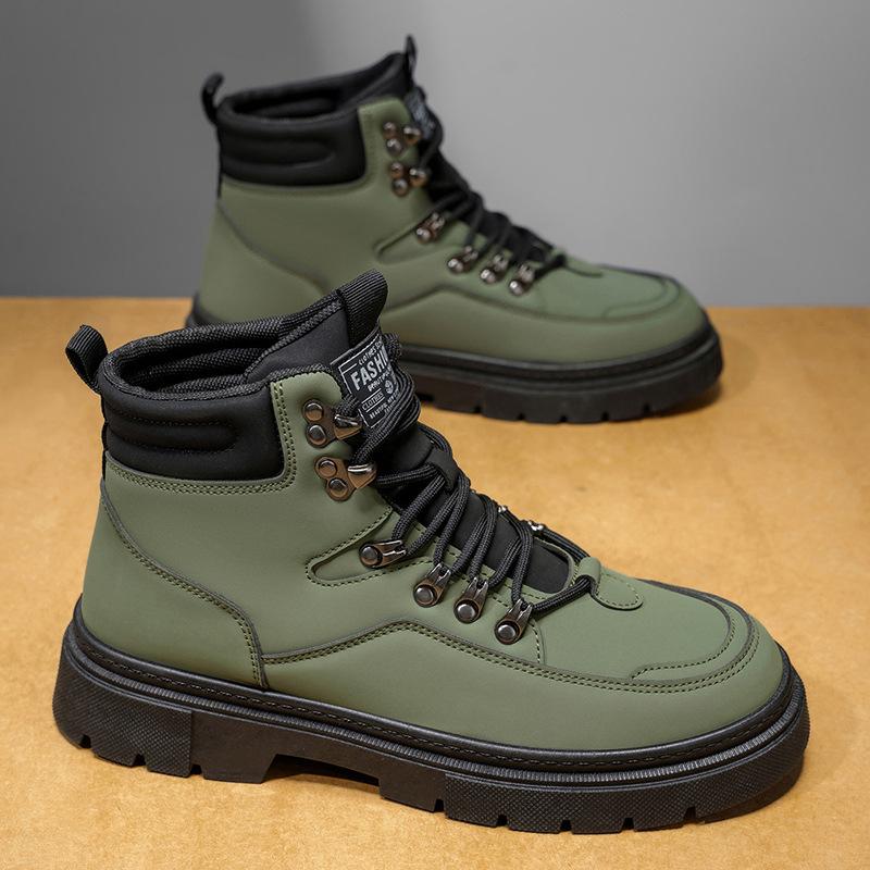 Martin boots men's new autumn high-top locomotive boots British wind waterproof and non-slip soft leather men's shoes