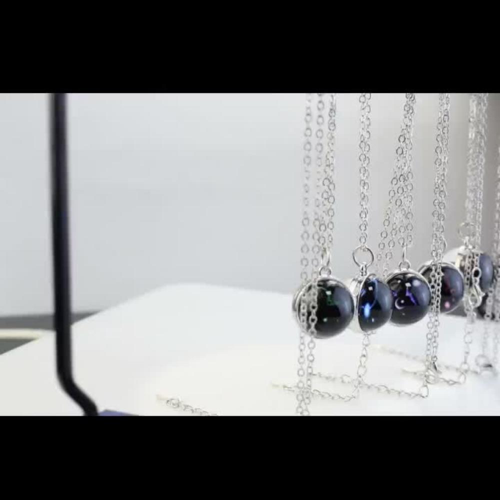 Luminous Starry Sky Glass Ball with Constellation Pattern Pendant Necklace - Men's Fashion Zinc Alloy Jewelry