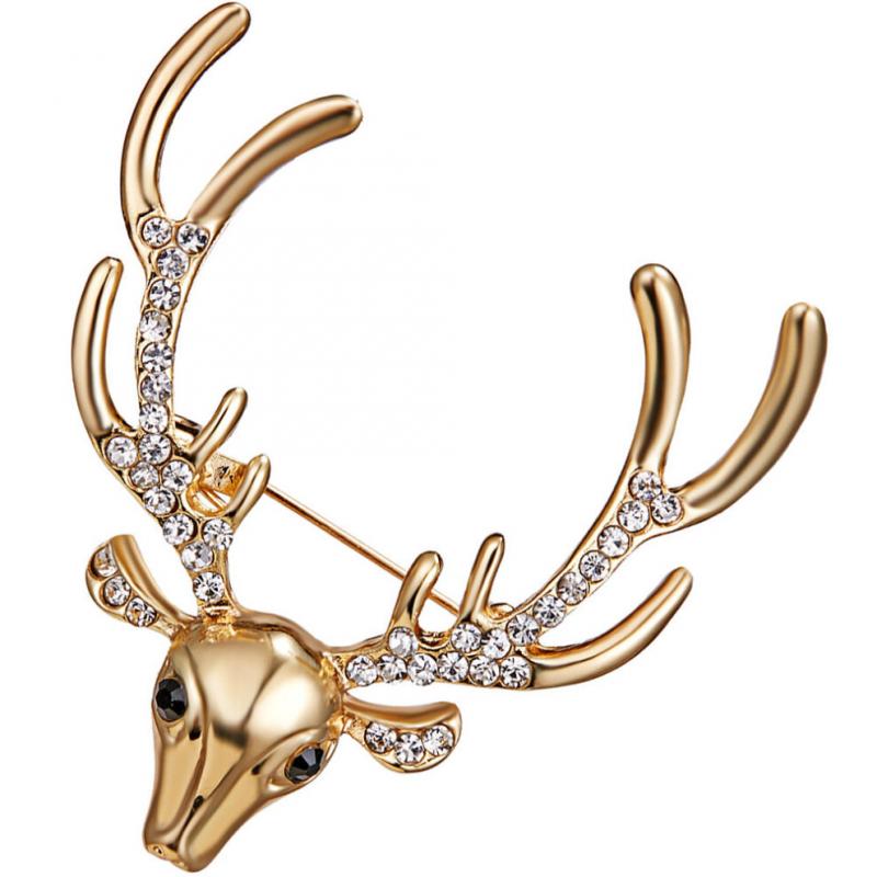 Deer head brooch with antlers, suitable for wearing on clothing