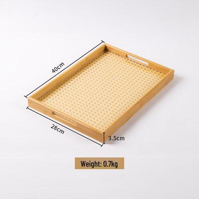 ZISIZ Креативный поднос для подачи из имитации ротанга и бамбука
