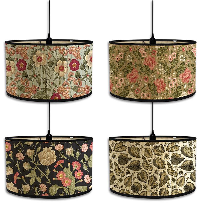 Абажур в скандинавском стиле с зеленым растительным узором, абажур из бамбука, люстра для кафе, декор в стиле ретро для домашнего проживания, подвесной светильник