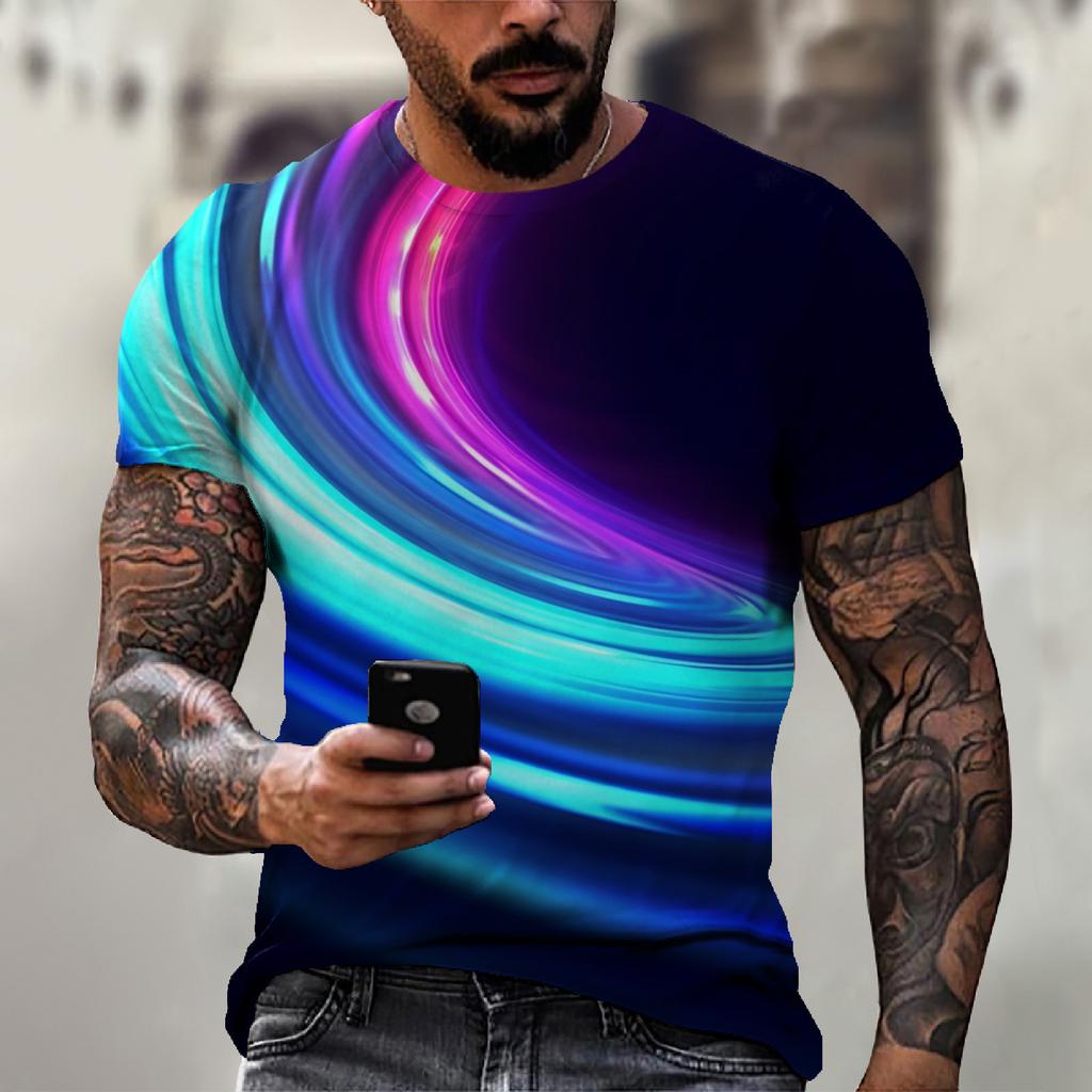 Мужская футболка с коротким рукавом и принтом, летняя круглая шея, трендовая повседневная толстовка