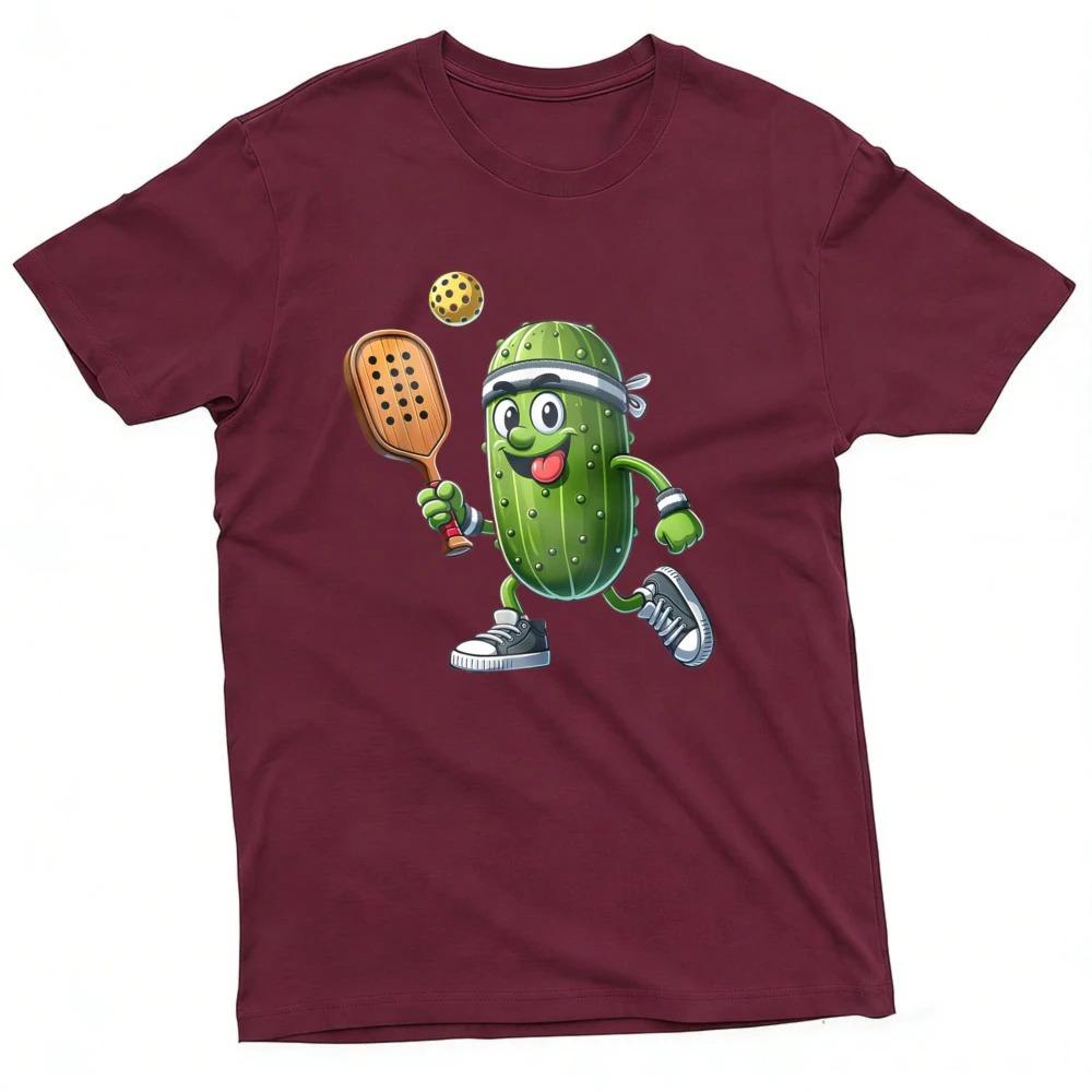 Cucumber Playing Pickleball Summer Unisex TShirt Casual Funny Design for Outdoor Activities and Sports Clothes Summer Tees