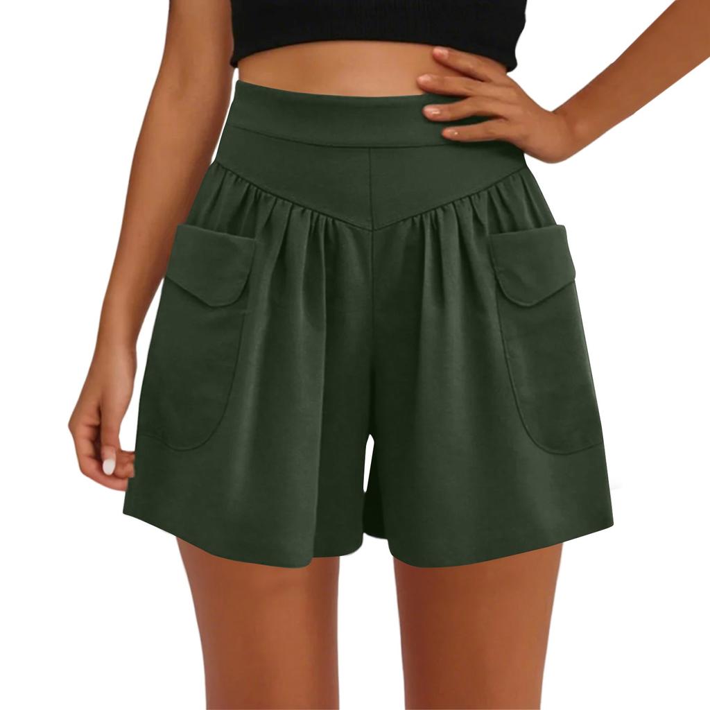 Women's Fashion Summer Pocket Hight Waist Detail Shorts Casual Pants