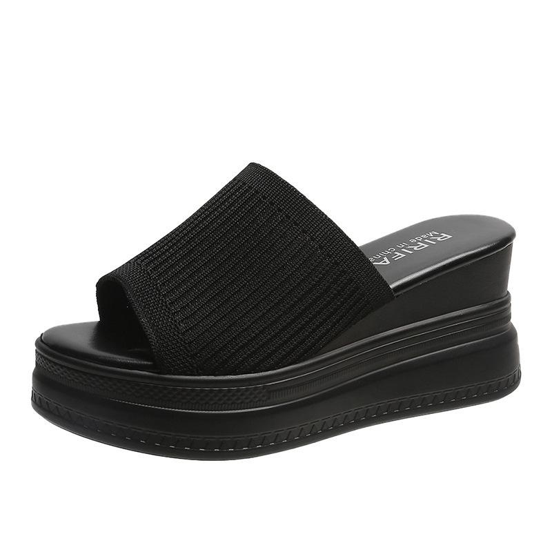 Модные женские тапочки на танкетке, лето 2024, новые женские сандалии на сверхвысоком каблуке с толстой подошвой для дома и улицы, повседневные пляжные сандалии с противоскользящим покрытием